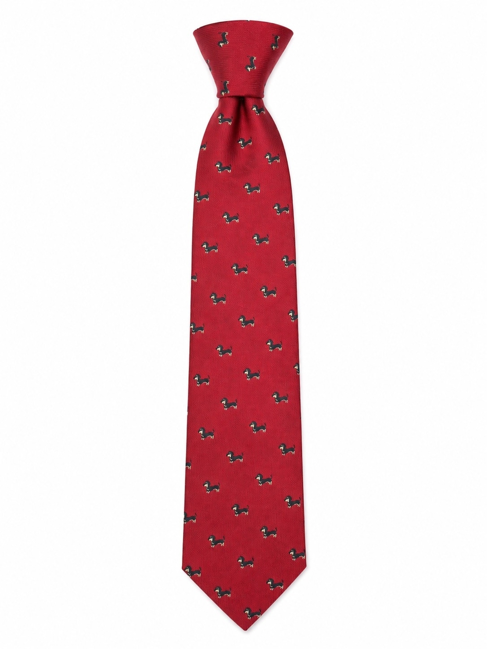 Chaps Red Men's Silk Tie with Dachshunds Print